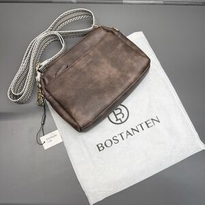 Women's Small Triple Zip Cell Phone Vegan Leather Brown Crossbody Bag Purse